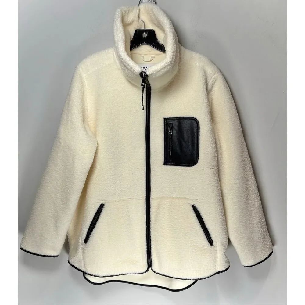 Spanx cream full zip fleece jacket size XL